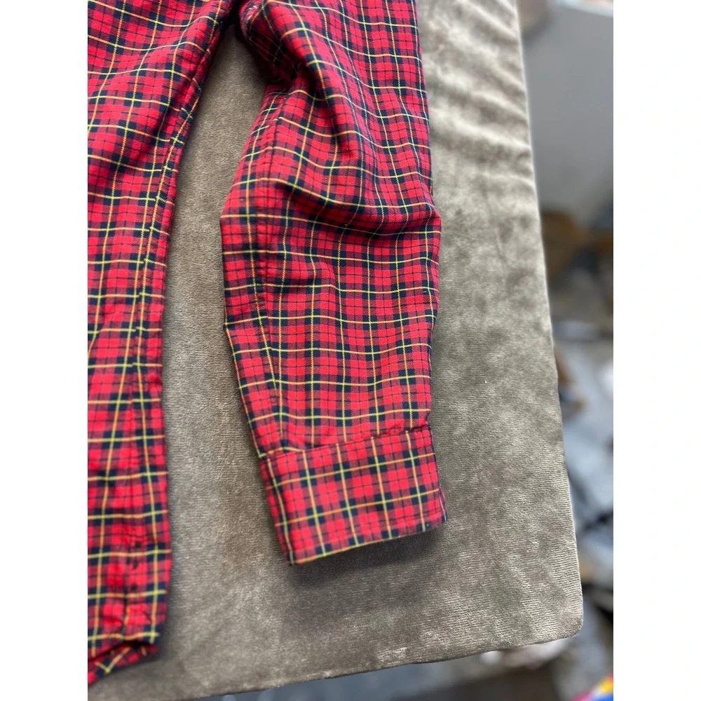 Polo Ralph Lauren Mens Slim Fit Plaid Button Down‎ Shirt Red Navy XL 4694